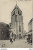 18 BOURGES N°117 Eglise Saint Pierre Animée Homme Brouette Magasin Ou Restaurant PUB Biscuits LU - Bourges