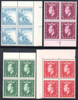 3057. 1952 ROYAL BIRTHDAY. HELLAS  718-721 MNH BLOCKS OF 4,VERY FINE AND VERY FRESH - Unused Stamps
