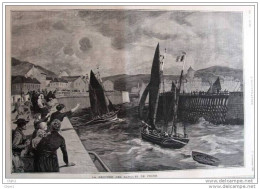 "la Rentrée Des Barques De Pêche" - Dessin De A. Brun - Page Original 1888 - Historical Documents