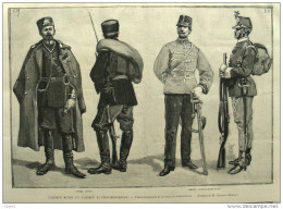 L'armée Russe Et L'armée Austro-Hongroise - Types D'officiers Et De Soldats D'infanterie - Page Original 1888 - Documenti Storici