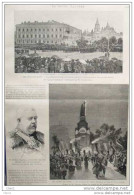 Les Fêtes De Kiew - Le Monument Du Prince Vladimir - Page Original - 1888 - Documenti Storici