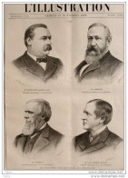 M. Cleveland - M. Harrison - M. Thurman - M. Levi Parsons Morton - Präsidentenwahl USA - Alter Druck Von 1888 - Documents Historiques