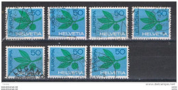 SVIZZERA:  1965  EUROPA  CEPT  -  50 C. BLU  E  VERDE  US. -  RIPETUTO  7  VOLTE  -  YV/TELL. 758 - 1965