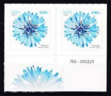 2021. Estonia. Cornflower (Centaurea Cyanus). MNH. Mi. Nr. 1008 (pair) - Estonie