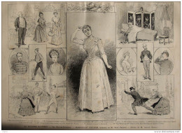Théâtre Illustré "Mam'zelle Crénom", Opérette De M. Léon Vasseur - Page Original 1888 - Historische Dokumente