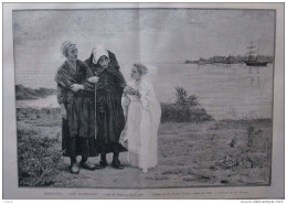 Une Promenade - "Soir Du Première Communion" - Tableau De M. Alfred Guillou - Page Original 1888 - Documents Historiques