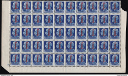 1944 RSI, N° 495 Lire 1,25 Azzurro MNH/** BLOCCO DI 50 CON NUMERO DI TAVOLA - Andere & Zonder Classificatie