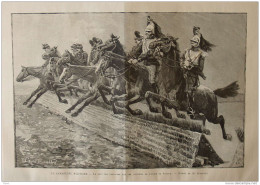 Le Carrousel Militaire - Le Saut Des Obstacles Par Les Officiers De L'école De Saumur - Page Original 1888 - Historische Documenten