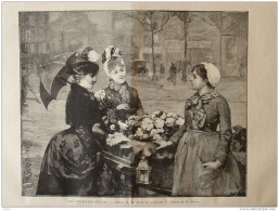 "les Premiers Fleurs" - Tableau De M. Louis De Schryver - Page Original 1888 - Historische Documenten