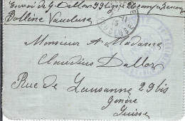 FRANCE 1940: CL Militaire De Bollène Pour Genève, En Franchise FM, Correspondance Intéressante à Découvrir... - Lettres & Documents