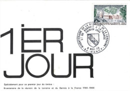 FRANCE: FIRST DAY COVER: Bicentenaire De La Réunion De La Lorraine Et Du Barrois à La France. 1986. Nancy. - 1970-1979