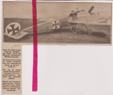 Oorlog Guerre 14/18 - Fokker Vliegtuig - Orig. Knipsel Coupure Tijdschrift Magazine - 1918 - Non Classés