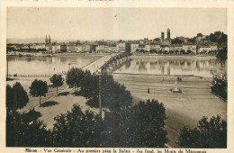 77 - MACON - VUE GENERALE - AU PREMIER PLAN LA SAONE - AU FOND LES MONTS DU MACONNAIS -  Héliogravure Combier Macon - Macon