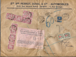 SUISSE 1943: LSC De Genève Pour St Jeoire En Faucigny (Hte Savoie, France), 2x Taxée - Briefe U. Dokumente