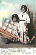 PAINTING, FINE ARTS, SAILOR, GIRLS, SHIP MODEL, FLOWERS, SWITZERLAND, POSTCARD - Pintura & Cuadros