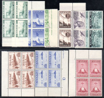 3059. 1947 VICTORY HELLAS 670-678 MNH BLOCKS OF 4,VERY FINE AND VERY FRESH - Nuevos