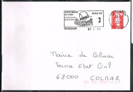 GUE-L39 - FRANCE Flamme Illustrée Sur Lettre Centre Mondial De La Paix VERDUN 1995 - Oblitérations Mécaniques (flammes)