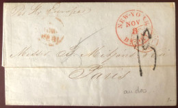 Etats-Unis, Cachet NEW-YORK Br. PKt. 3.11.1852 Sur Lettre De La Havane, Cuba - Achemineur Au Verso - Pq. EUROPA- (C140) - Poststempel