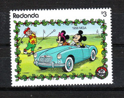 Redonda  - 1988. Topolino Minnie In Auto Al Golf.Mickey Mouse Minnie In The Car At The Golf Course. MNH - Disney