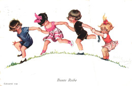 ILLUSTRATION, CHILDREN DANCING, GIRLS, SWITZERLAND, POSTCARD - Ohne Zuordnung