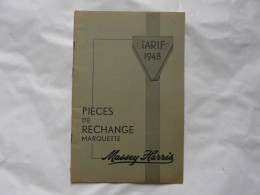 VIEUX PAPIERS - PUBLICITE : Pièces De Rechange MARQUETTE 1948 - MASSEY HARRIS - Pubblicitari