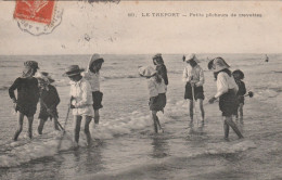 LE TREPORT PETITS ENFANTS PECHEURS DE CREVETTE 1908 TBE - Le Treport