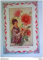 Chromo Fleurs Bloemen Le Chrysanthème Femme Du Japon Librairie Hachette Paris - Altri & Non Classificati