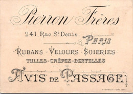 CARTE DE VISITE ET PUBLICIAIRE ANCIENNE -  RUBANS VELOURS SOIERIES - PARIS - Publicités