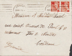 1941. REP. FRANCAISE. Pair 50 On 75 C On Cover Cancelled LIBOURNE 29 IV41.  (Michel 482) - JF545776 - Storia Postale
