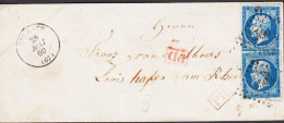 1860. EMPIRE FRANC. 2 Ex 20 C Napoleon EMPIRE FRANC With An Unusual Shade On Fine Small Cover ... (Michel 13) - JF545788 - 1853-1860 Napoleon III