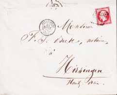 1853-1861. 80 C Napoleon EMPIRE FRANC. Very Wide Margins Single On Cover To Hissingen, Haut Rh... (Michel 16) - JF545789 - 1853-1860 Napoléon III.