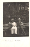 FANCY CARDS, ELEGANT MAN AND WOMAN WITH HAT ON BENCH, SWITZERLAND, POSTCARD - Autres & Non Classés