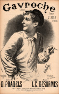 Gavroche. Chanson, Partition Ancienne, Petit Format, Couverture Illustrée Butscha. - Partituras