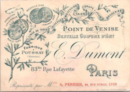 CARTE DE VISITE ET PUBLICIAIRE ANCIENNE -  POINT DE VENISE DENTELLE GUIPURE D'ART - PARIS - Advertising