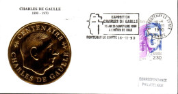 EXPOSITION CHARLES DE GAULLE A FONTENAY LE COMTE VENDEE 1990 - Bolli Commemorativi