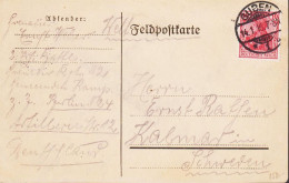 1916. DEUTSCHLAND. Interesting WeltFeldpost Postcard To Kalmar, Schweden With 10 Pf Germania Cancelled GUB... - JF545854 - Besetzungen 1914-18