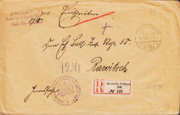 1917. DEUTSCHLAND. Unusual Registered (Einschreiben) Cover R Vignette R Deutsche Feldpost 306 No 228 To Ra... - JF545862 - Besetzungen 1914-18