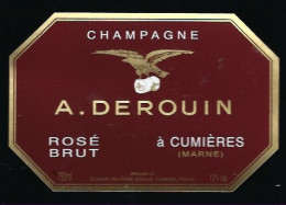 Etiquette Champagne  Brut Rosé A Derouin  Cumieres  Marne 51 - Champagne