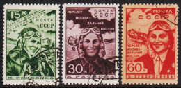 1939. SOVJET. Nonstopflight Moskau–Far East  With Pilot Motives In Complete Set.  (Michel 690-692) - JF545875 - Gebruikt