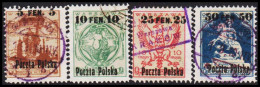 1918. POLSKA. Poczta Polska / WARSZAWA  Complete Set 3 Stamps With Violet Cancels. Interestin... (Michel 2-5) - JF545878 - Usati