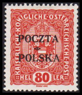 1919. POLSKA. POCZTA POLSKA  / ÖSTERREICH 80 HELLER. Hinged. (Michel 41) - JF545881 - Neufs