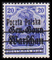 1918. POLSKA. 20 Pf. Germania Deutsche Post In Polen With Overprint Poczta Polska.  (Michel 10) - JF545882 - Usati