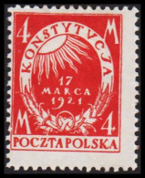 1921. POLSKA.  March Constitution 4 M Hinged.  (Michel 166) - JF545894 - Ungebraucht