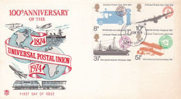 GB Engeland 1974 FDC 100 Ann Of The Univesal Postal Union - Eisenbahnen