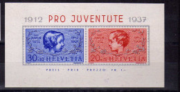 Suisse - (1937) - BF - 25e Anniversaire Des Timbres Pour La Jeunesse - Neuf* - MLH - Blocs & Feuillets