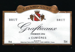 Etiquette Champagne 1er Cru  Brut Graftieaux  Cumieres  Marne 51 - Champagner