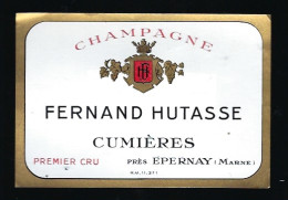 Etiquette Champagne  1er Cru Fernand Hutasse   Cumieres  Marne 51 - Champagner