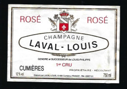 Etiquette Champagne  1er Cru Rosé Laval Louis  Gendre Et Successeur De Louis-Philippe  Cumieres  Marne 51 - Champagne