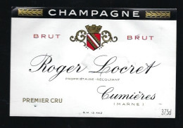 Etiquette Champagne Brut 1er Cru Roger Locret Cumieres  Marne 51 - Champagne