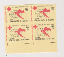 CROATIA.red Cross Charity Stamp,  Imperforated Bloc Of 4,MNH - Kroatië